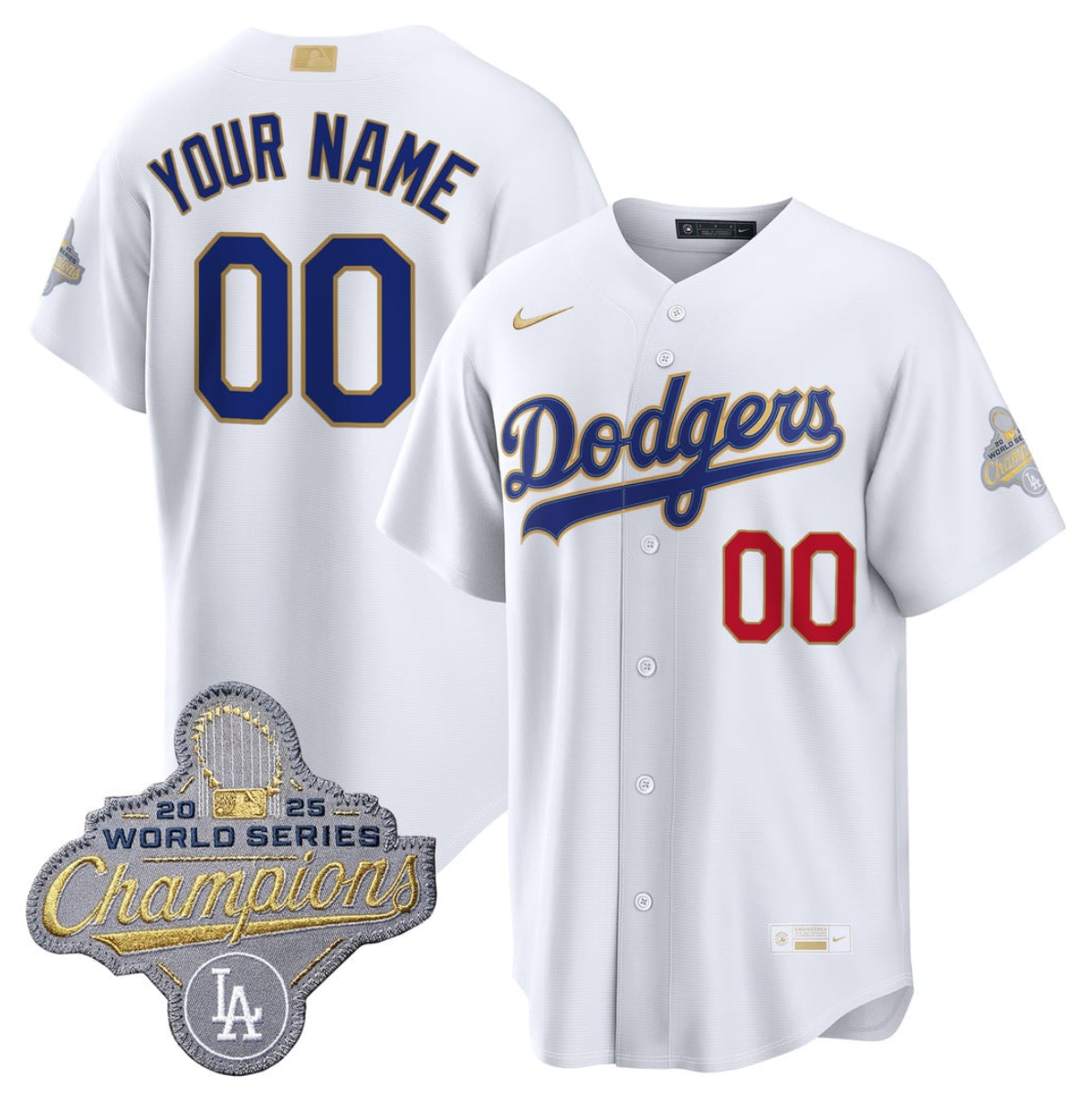 Women's Los Angeles Dodgers ACTIVE PLAYER Custom White 2026 Gold Collection Stadium Stitched Baseball Jersey(Run Small)